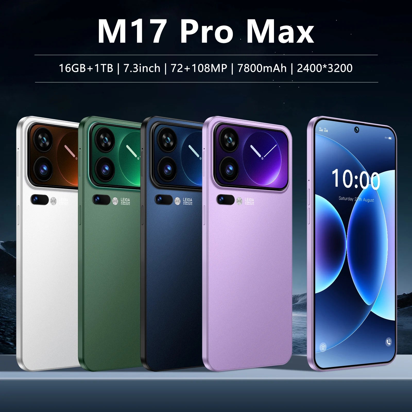 Tidesmit 5G Smartphone 7.3-inch OLED 1TB 16GB RAM Unlocked Mobile Tidesmit