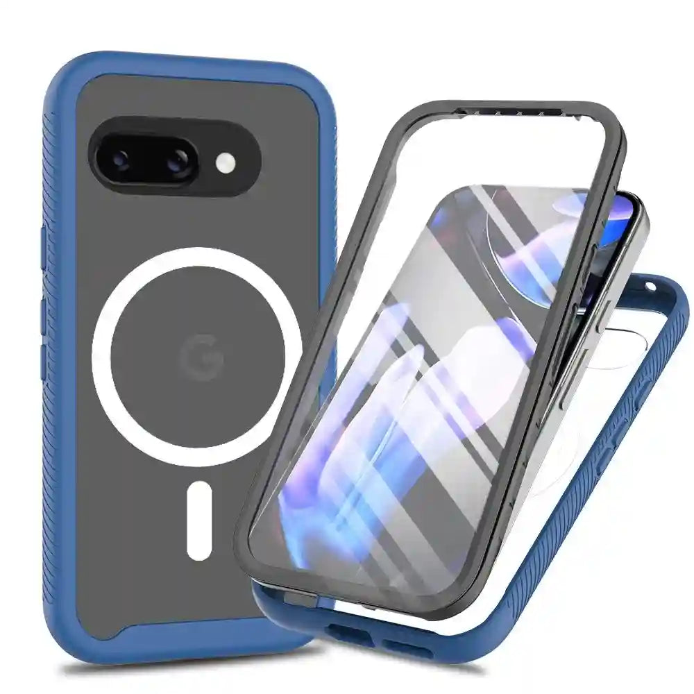 Google Pixel 8A Full Body 360 Leather Case - Durable Anti-Scratch Protection Navy Blue OPP Bag Tidesmit
