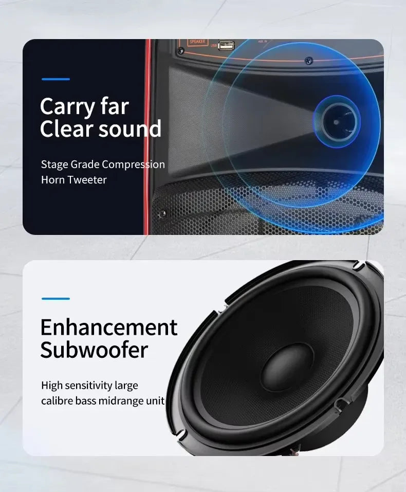 Portable Bluetooth Speaker with Disco LED Lights and 360 Sound - Black My Store