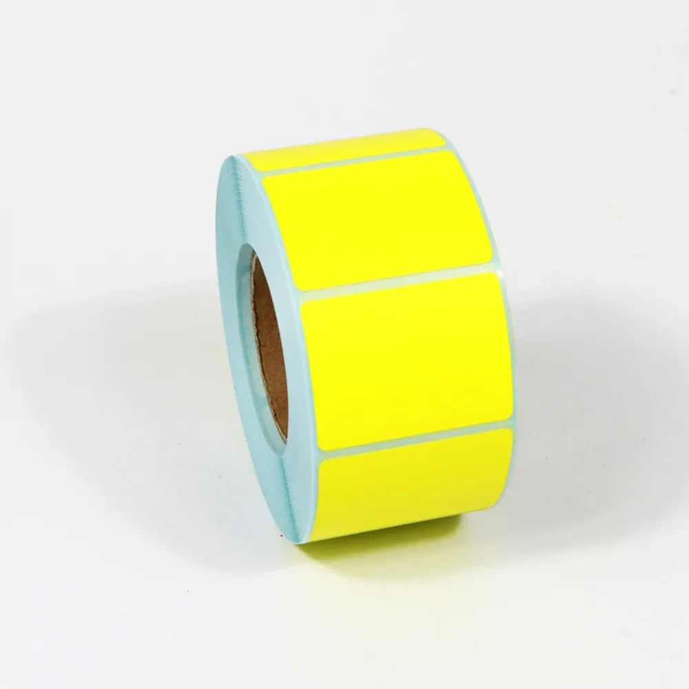 Yellow color label sticker roll with rectangular blank labels