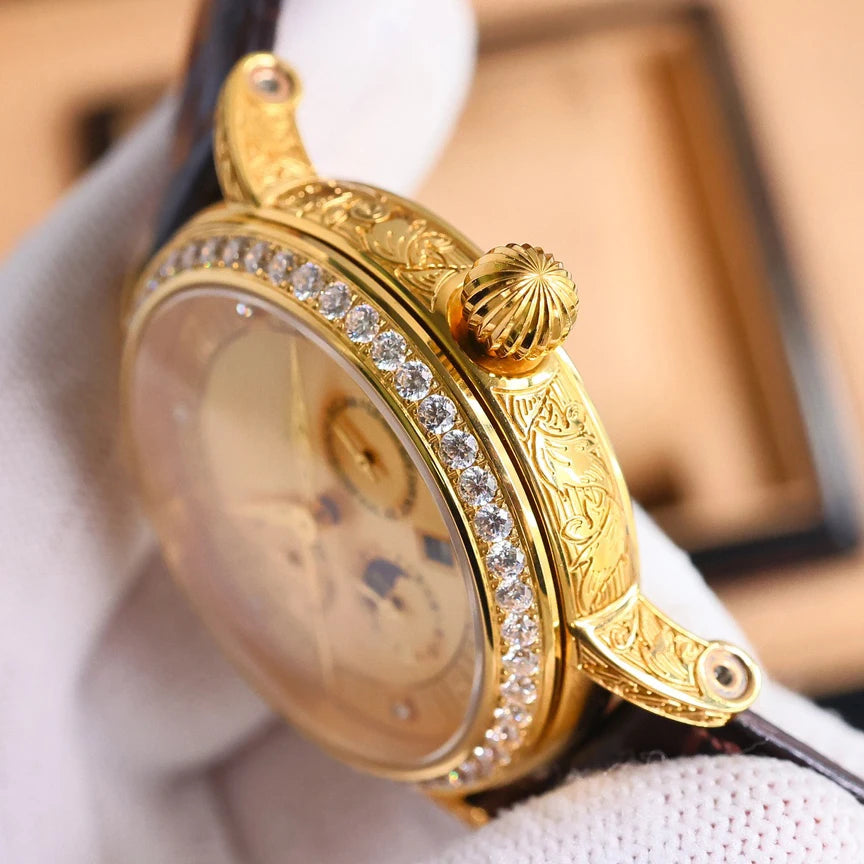 Fashionable Luxury Watches Engraved Dials Calendar Display High Quality Watches for Men Formal Occasions Mechanical Wristwatches