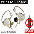 KZ ZS10 Pro 5-Driver HiFi Wired In-Ear Monitors by Tidesmit Glare Glod no mic Tidesmit