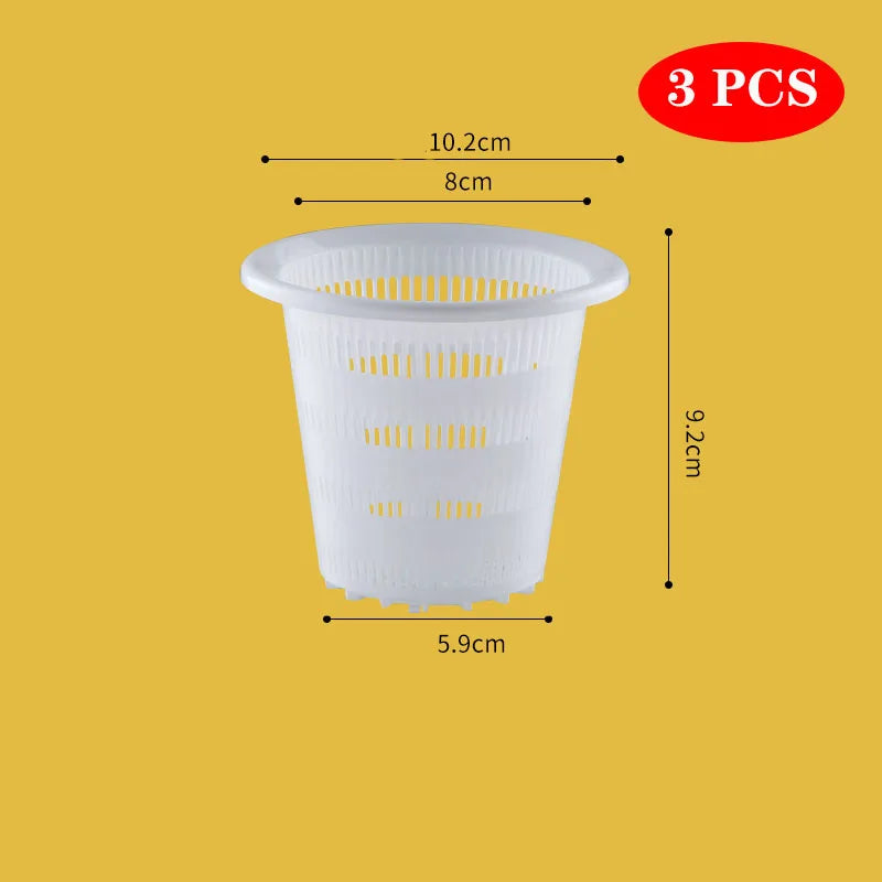 Meshpot 3PCS Colorful Plastic Hydroponics Basket Net Cup Mesh Pot Home Decoration Garden Supplies Flower Pot in 8cm/9cm/10cm