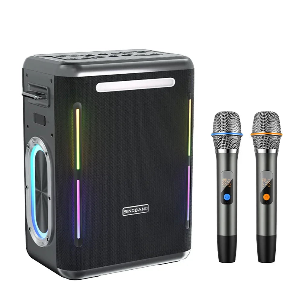 Portable Bluetooth Speaker with Wireless Microphone & RGB - Black My Store