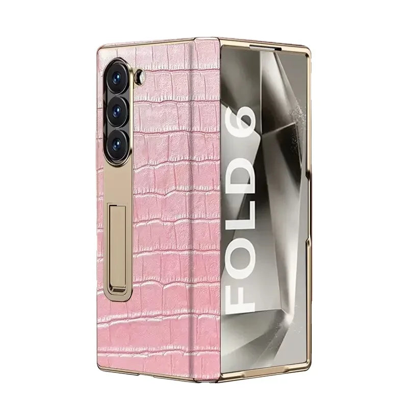 Samsung Galaxy Z Fold 6 Crocodile Leather Case with Screen Protector Tidesmit