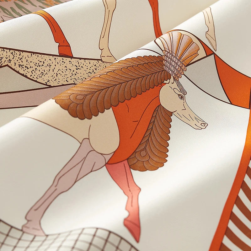 Luxurious 90*90cm Square Digital Abstract Art Animal Printed Silk Scarf Gift Specially Designed for Elegant Individuals