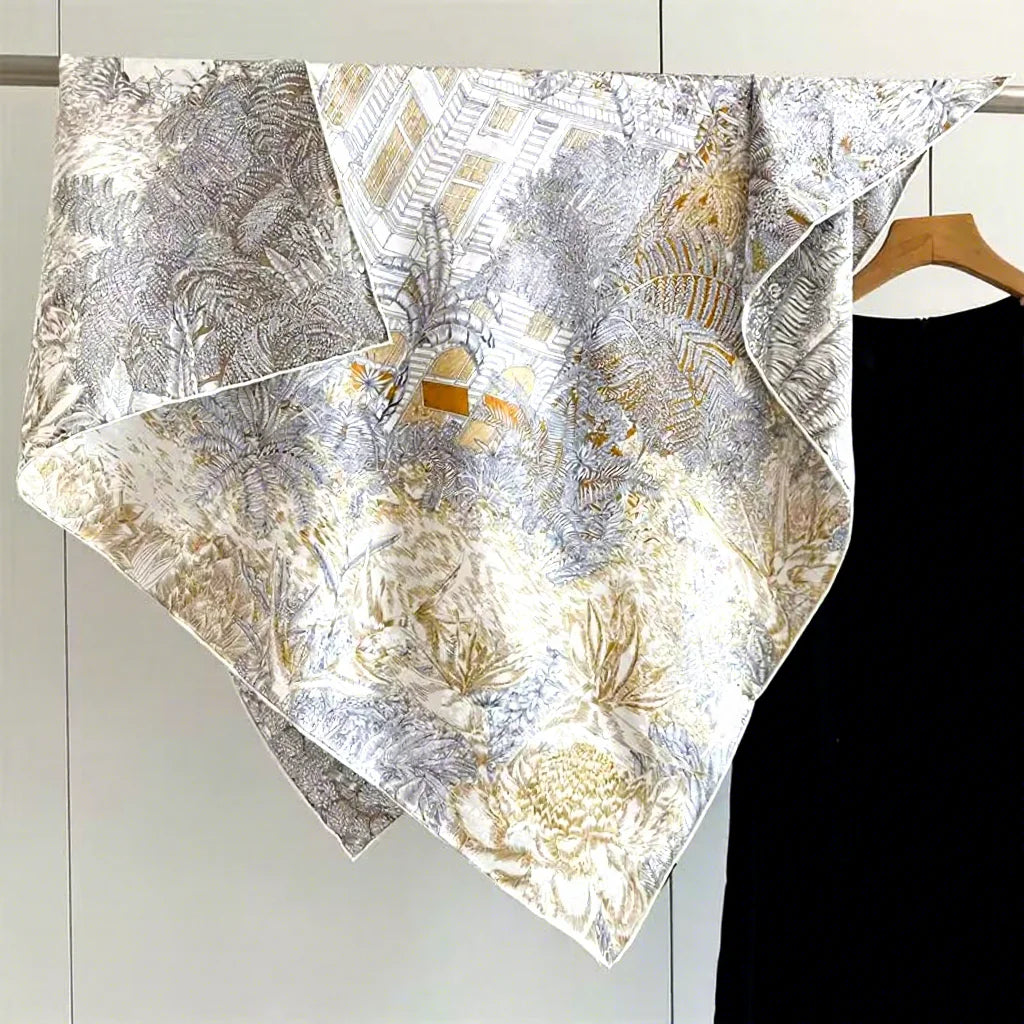 108cm Silk Twill Square Scarves 19MM Heavyweight Silk Printed Scarf 100% Mulberry Silk Two-tone Large Square Scarf