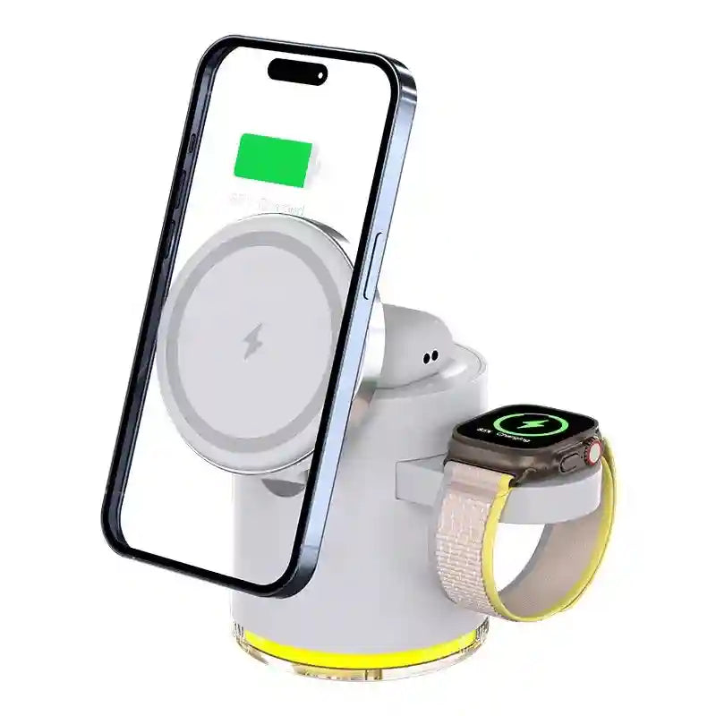 4-in-1 Fast Wireless Charger with LED Lamp - Qi Certified Station Tidesmit