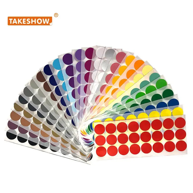 Pack of multicolor round dot sticker sheets with repeating circular patterns