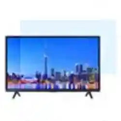 Rectangular TV screen protector, clear thin plastic film, designed to fit and protect flat-screen television displays.