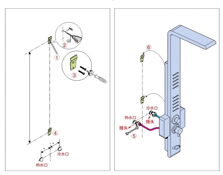 LED Light Shower Faucet Bathroom SPA Massage Jet Shower Column System Waterfall Rain Shower Panel Bidet Sprayer Tap