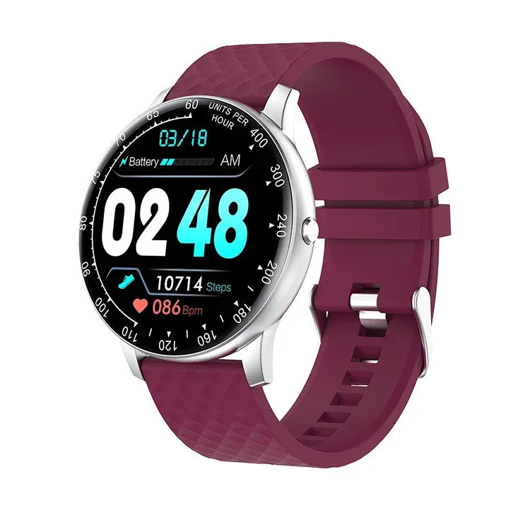 Waterproof Fitness Tracker Smartwatch with Heart Rate & GPS - Black 02 Wine RED My Store