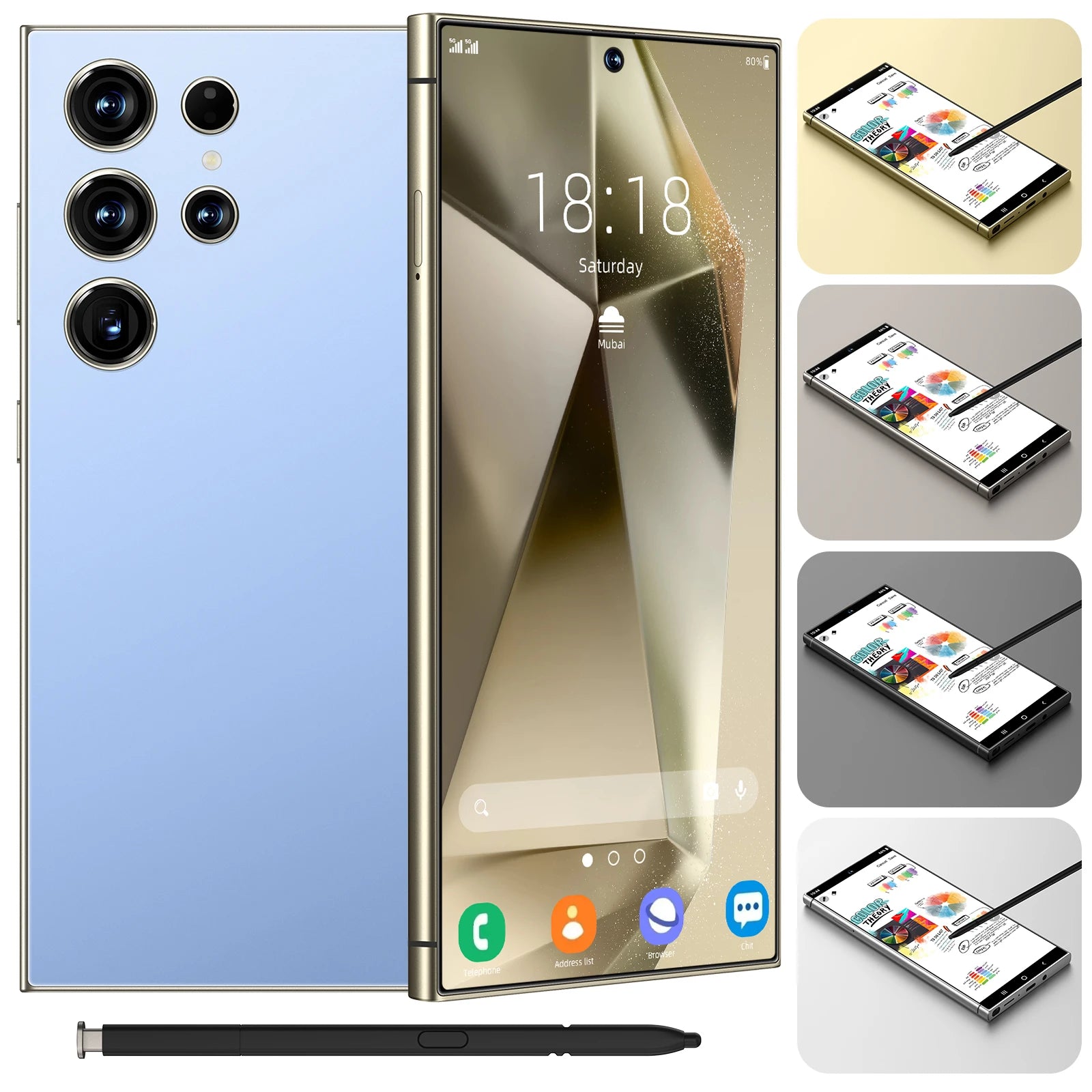 5G Smartphone 1TB 16GB RAM Dual SIM Unlocked Android Device Blue 16g 1TB Tidesmit
