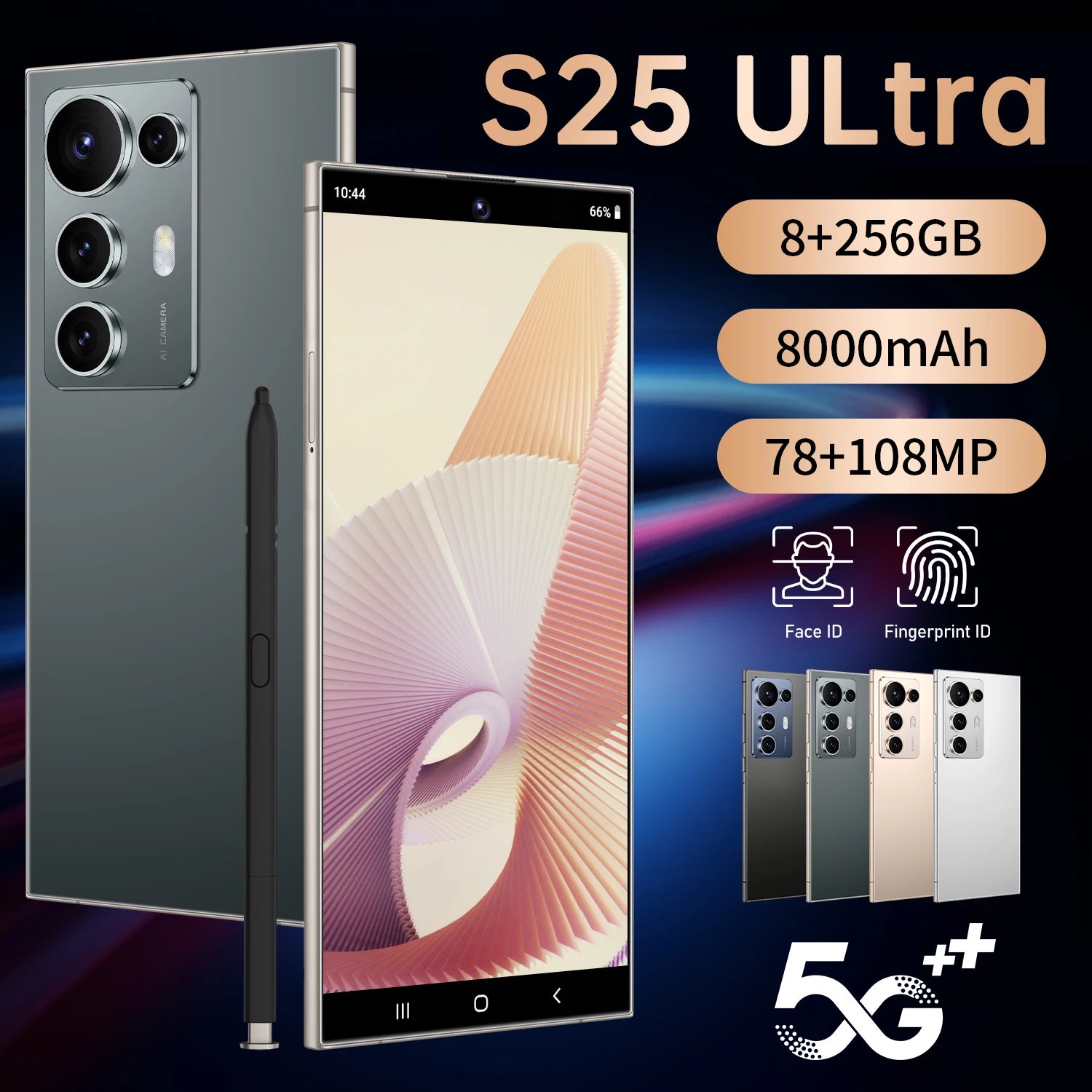 Tidesmit 5G Smartphone, 7.3-inch AMOLED, 108MP Camera, 256GB, Unlocked Gray 8 g 256 GB Tidesmit