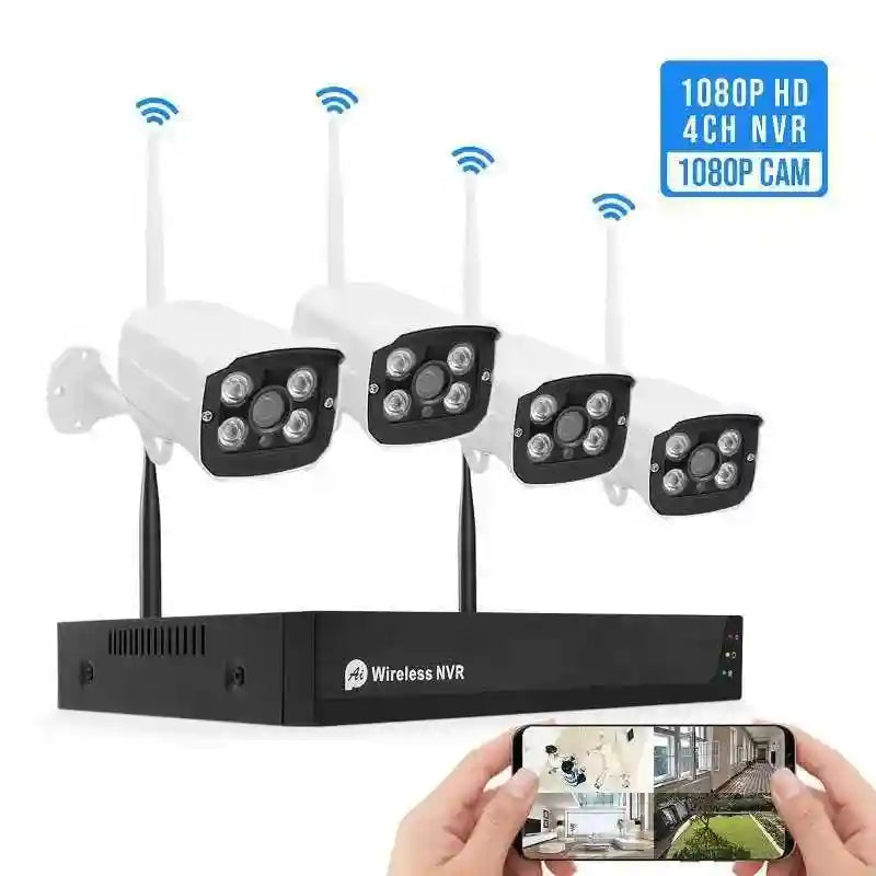 Wireless Security Camera System 1080P NVR - 4 Channel WiFi Smart Home Kit 4 NVR Bullet Camera Tidesmit