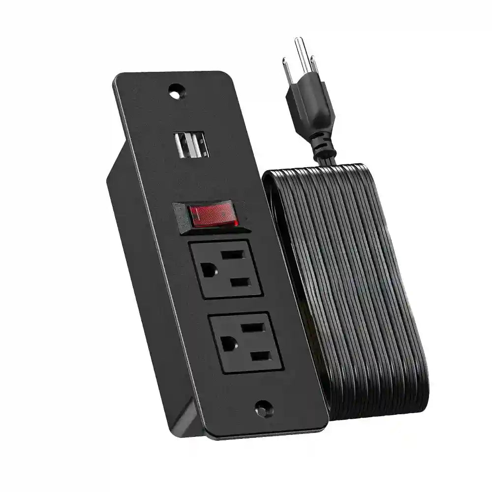 Recessed Power Strip for Desk – Dual USB-C Fast Charging & EU Socket With switch+2*USB-A+2*Socket US Tidesmit
