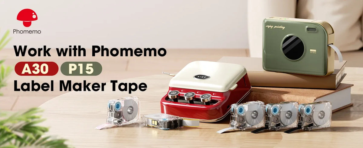 Phomemo label maker with ribbon tape cartridges and satin ribbon bows for gift wrapping