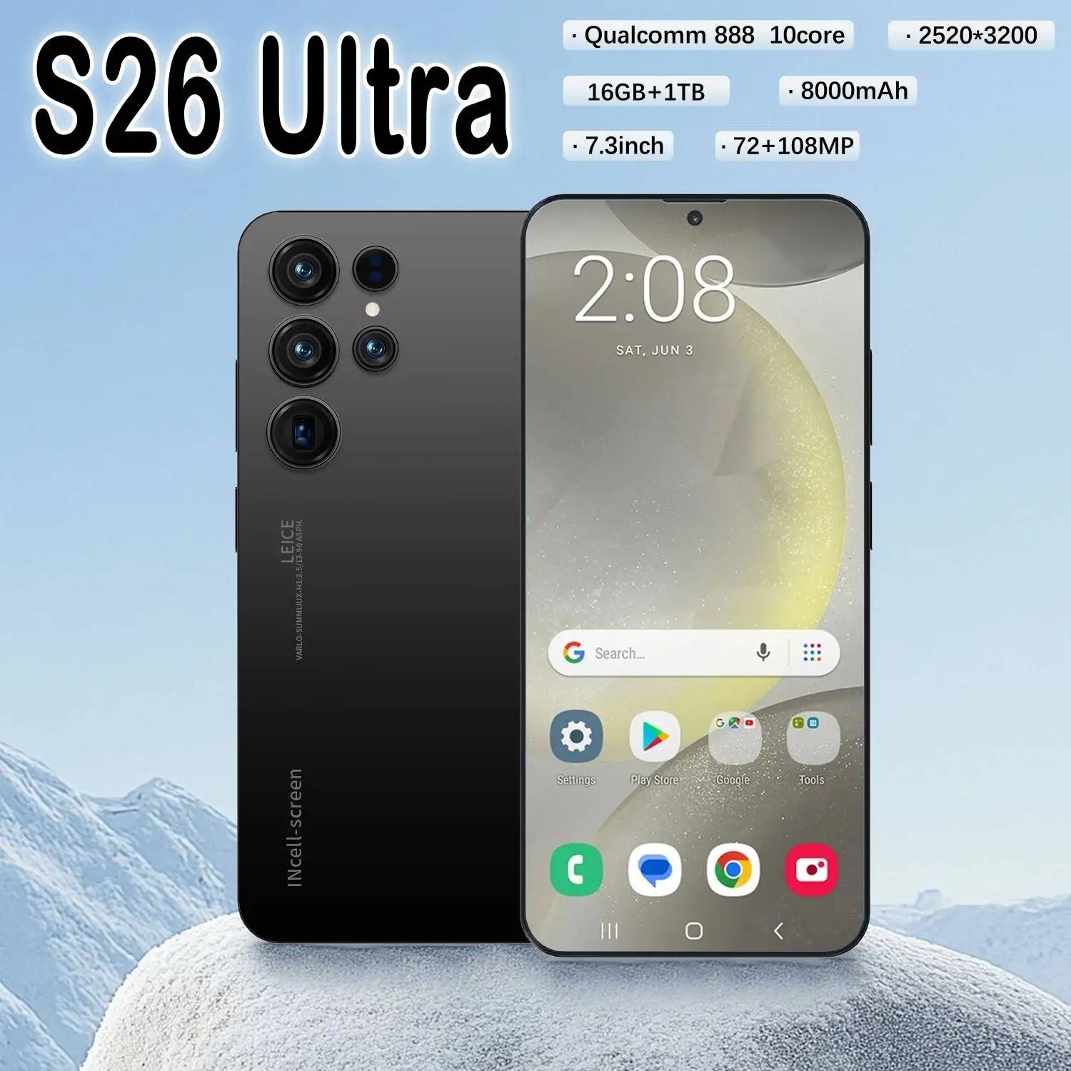 2026 New S26 Ultra 5G Smartphone Original 7.3 Inch 16GB+1TB 108MP HD Beauty Camera Unlocked Dual Card Android 15 Mobilephone