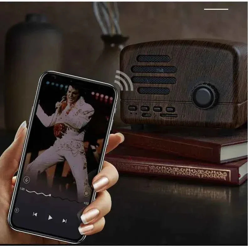 Portable Bluetooth Speaker - Retro Walnut Wood Design - 360 Audio My Store
