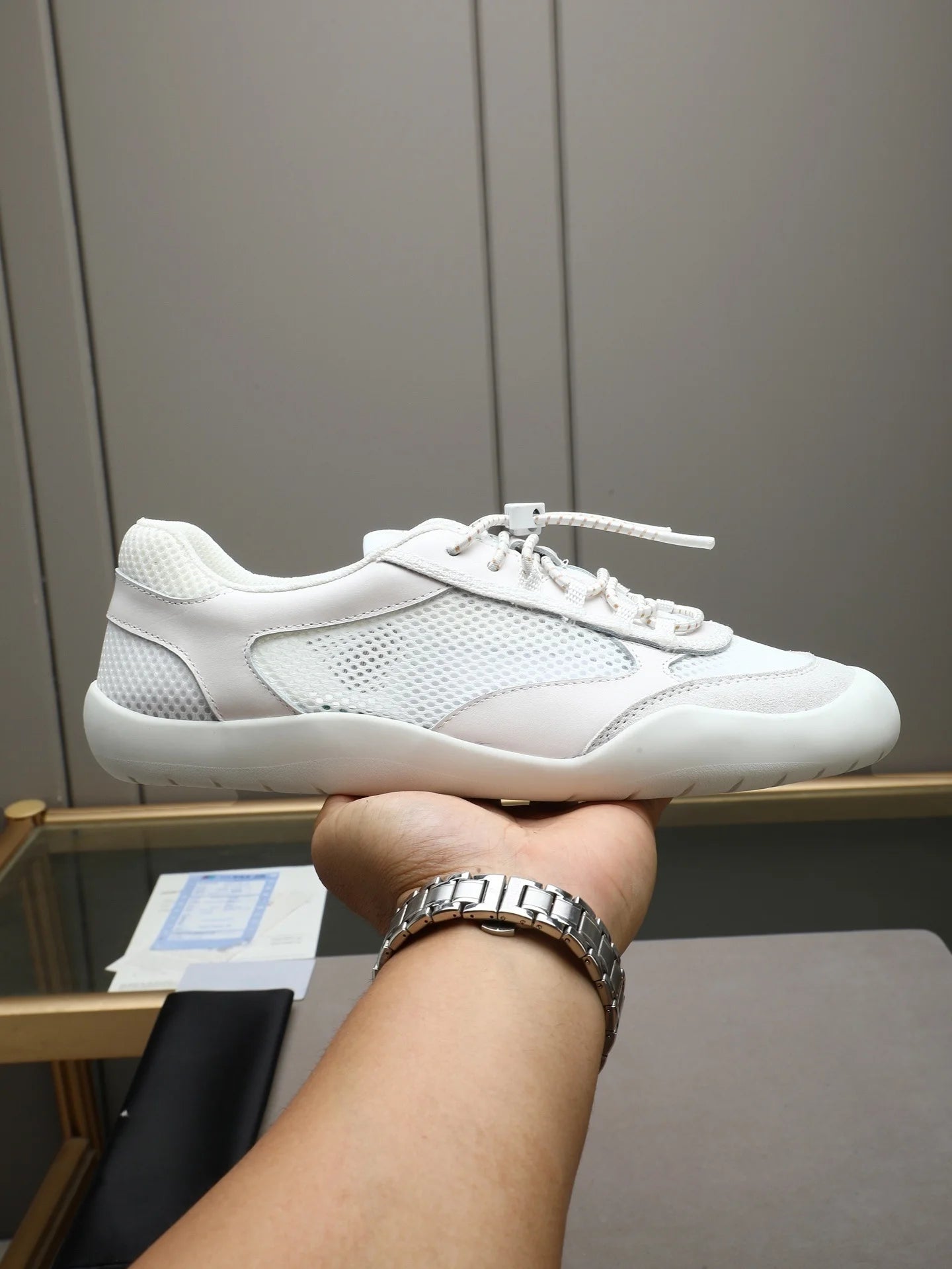 LANCI Custom Luxury Sneakers for Men Solid Pattern Crepe Rubber Sole Breathable Cloth Custom Logo Genuine Leather for Spring