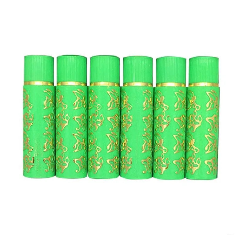 Set of 6 green color-changing lipsticks with gold butterfly designs in sleek, long-lasting lip makeup tubes.