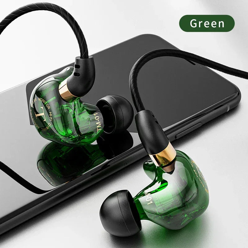 Tidesmit Wired Headphones with Dual Drivers and Bass Stereo - 1 Pair Green Tidesmit