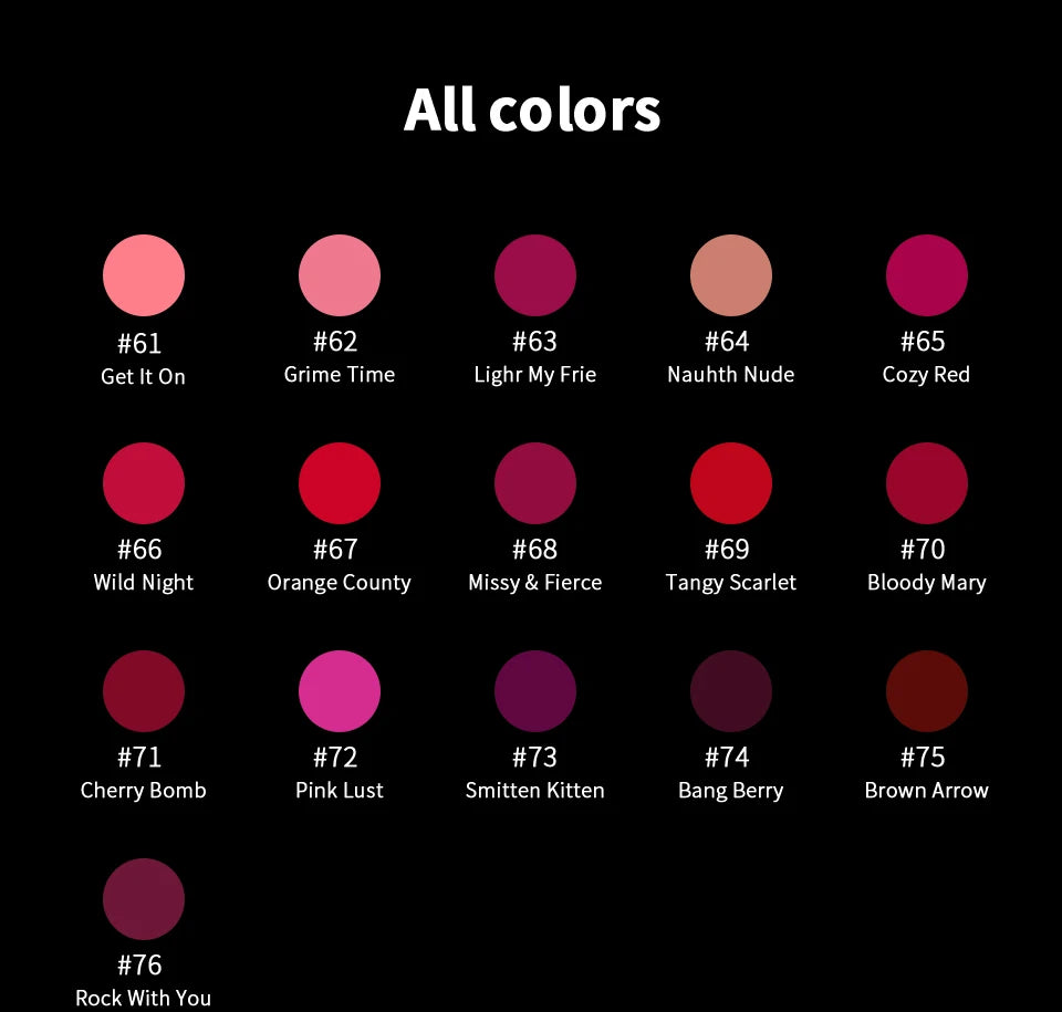 CHARMACY 16-color matte velvet lipstick set: long-lasting waterproof lip makeup shades from nude to deep berry.