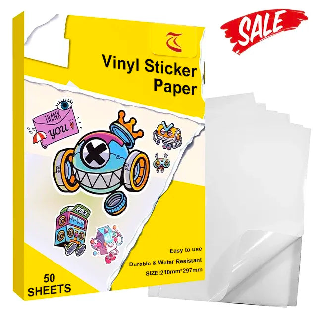 Matte white A3/A4 vinyl sticker paper, 50 sheets, matte waterproof printable backing