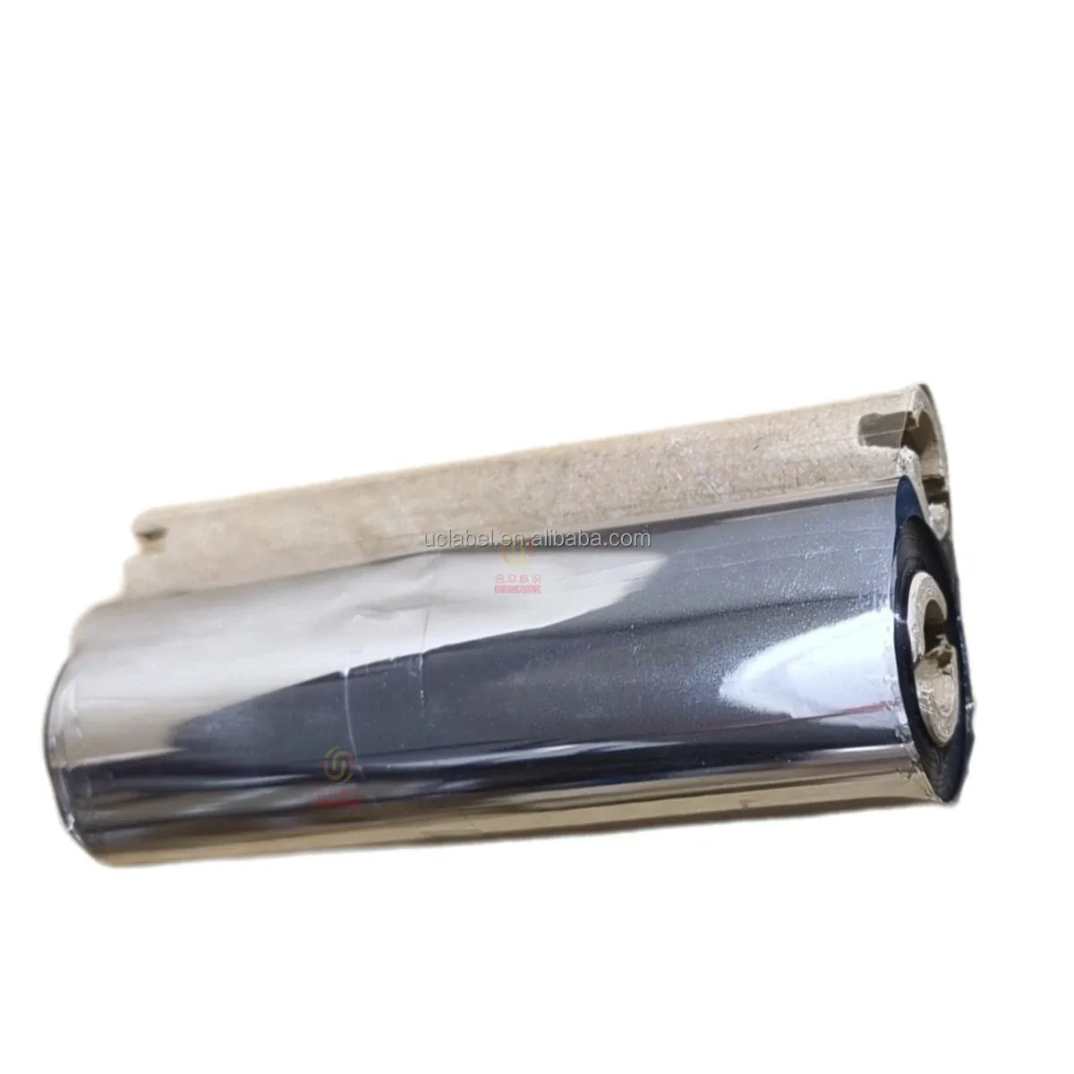 Black resin thermal transfer ribbon foil roll, metallic film with cardboard core