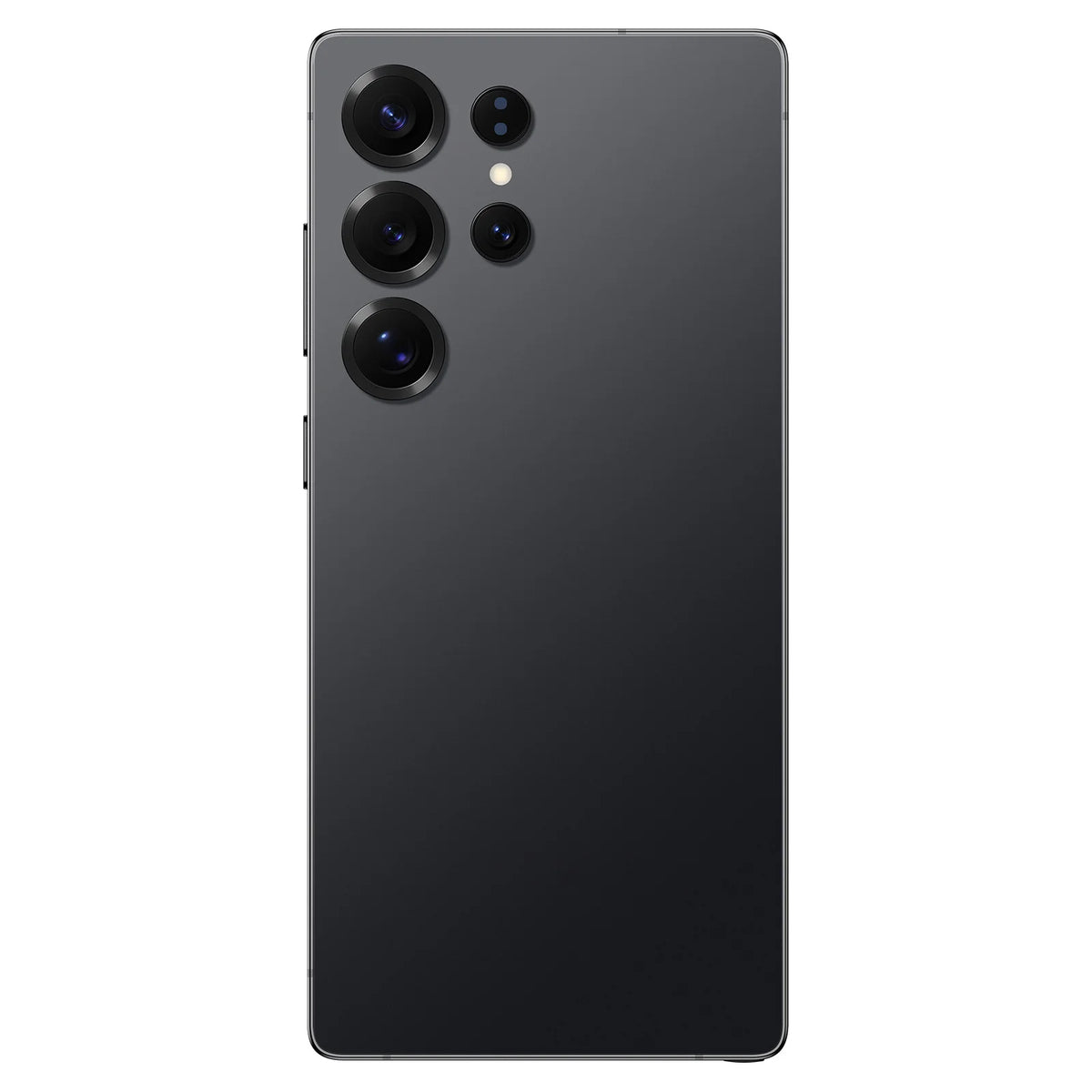 Black smartphone back with quad camera module and circular flash