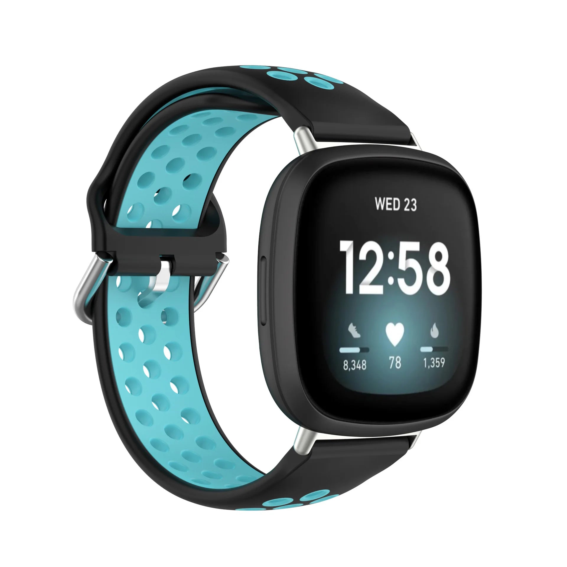 Colorful silicone sport wristband for Fitbit Versa 3 and Sense smartwatches in a comfortable flexible design