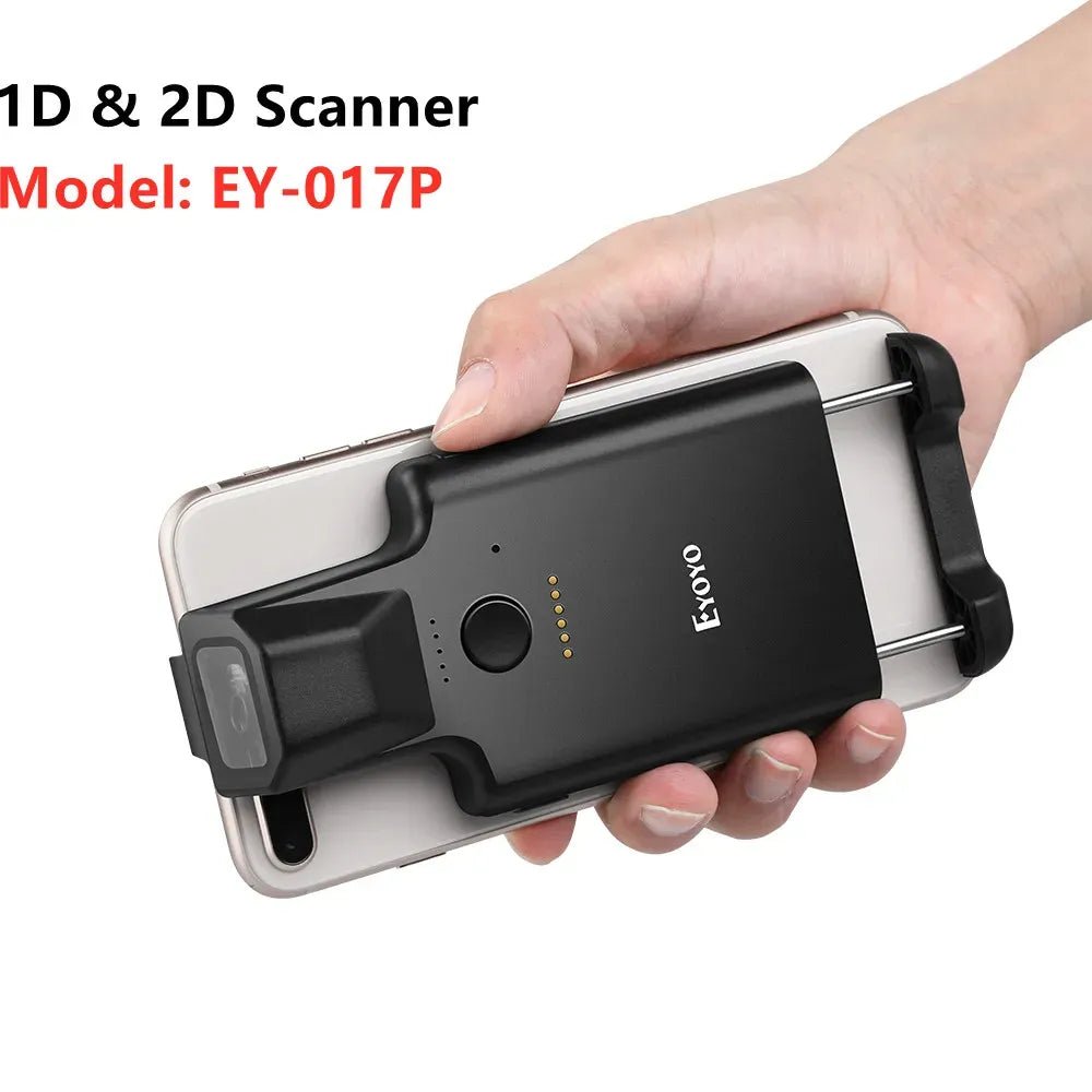 Eyoyo 2D Back Clip Bluetooth Barcode Scanner Portable Barcode Reader Data Matrix 1D 2D QR Bar Code Scanner Android IOS System