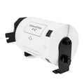 White thermal paper roll with black holders and label size marking