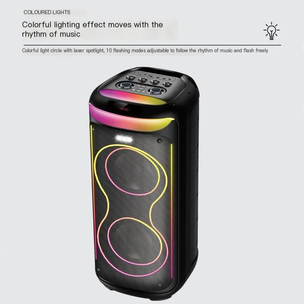 Portable Bluetooth Speaker 100W Dual 8-Inch Bass with Wireless Audio Black My Store
