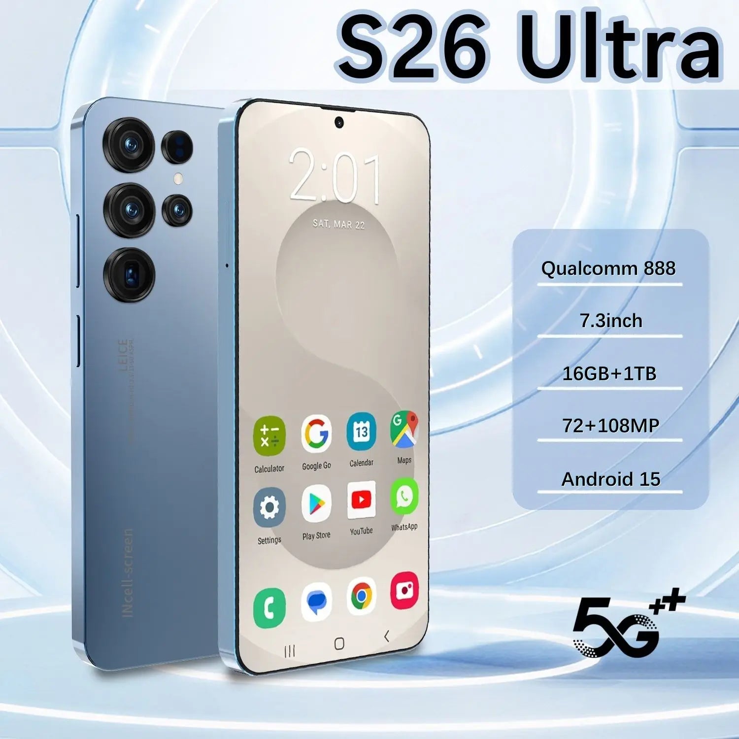 2026 New S26 Ultra 5G Smartphone Original 7.3 Inch 16GB+1TB 108MP HD Beauty Camera Unlocked Dual Card Android 15 Mobilephone