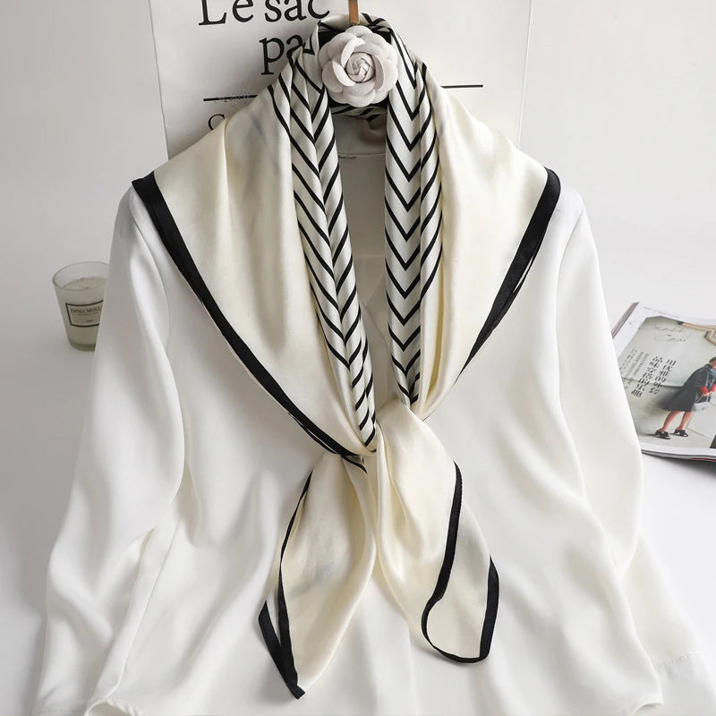 2023 Lady Hair Head Wrap 100% Mulberry Real Silk Scarf Scarves 90*90 Traditional Russian Style Square Luxury Silk Scarf