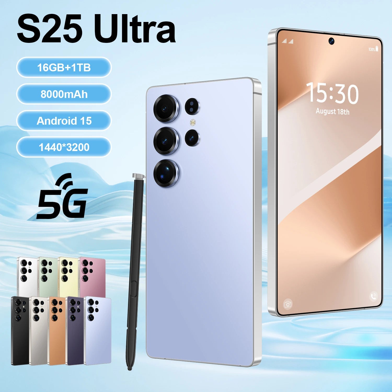 Tidesmit 5G Android 15 Smartphone, 1TB Storage, 16GB RAM - Dual SIM Tidesmit
