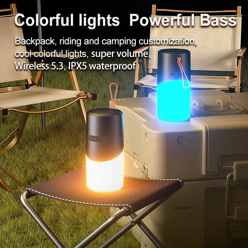 Portable Bluetooth Speaker Waterproof with RGB Light & Bass Boost - Gray My Store