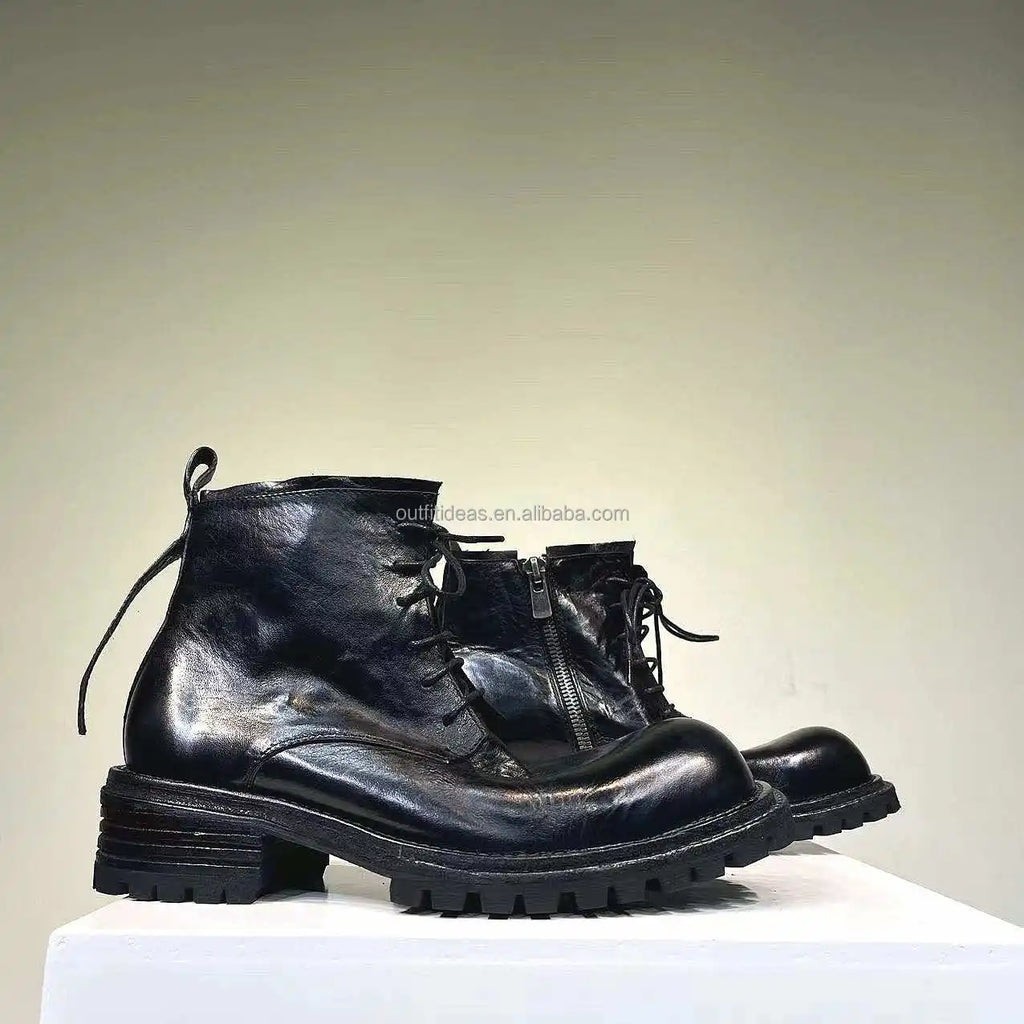 Exaggerated Toe Top Quality High-top Lace-up Men Martin Boots Leather Dress Shoes Oxfords Derby Shoe for Men Dress Shoes Oxfords
