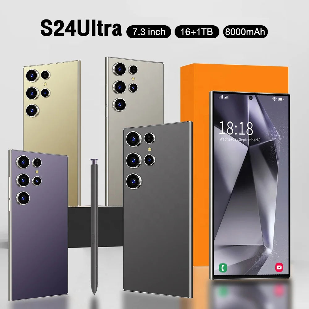 Tidesmit S24 Ultra 7.3 inch 5G smartphone with 16GB RAM 1TB storage and 108MP camera in sleek modern finish