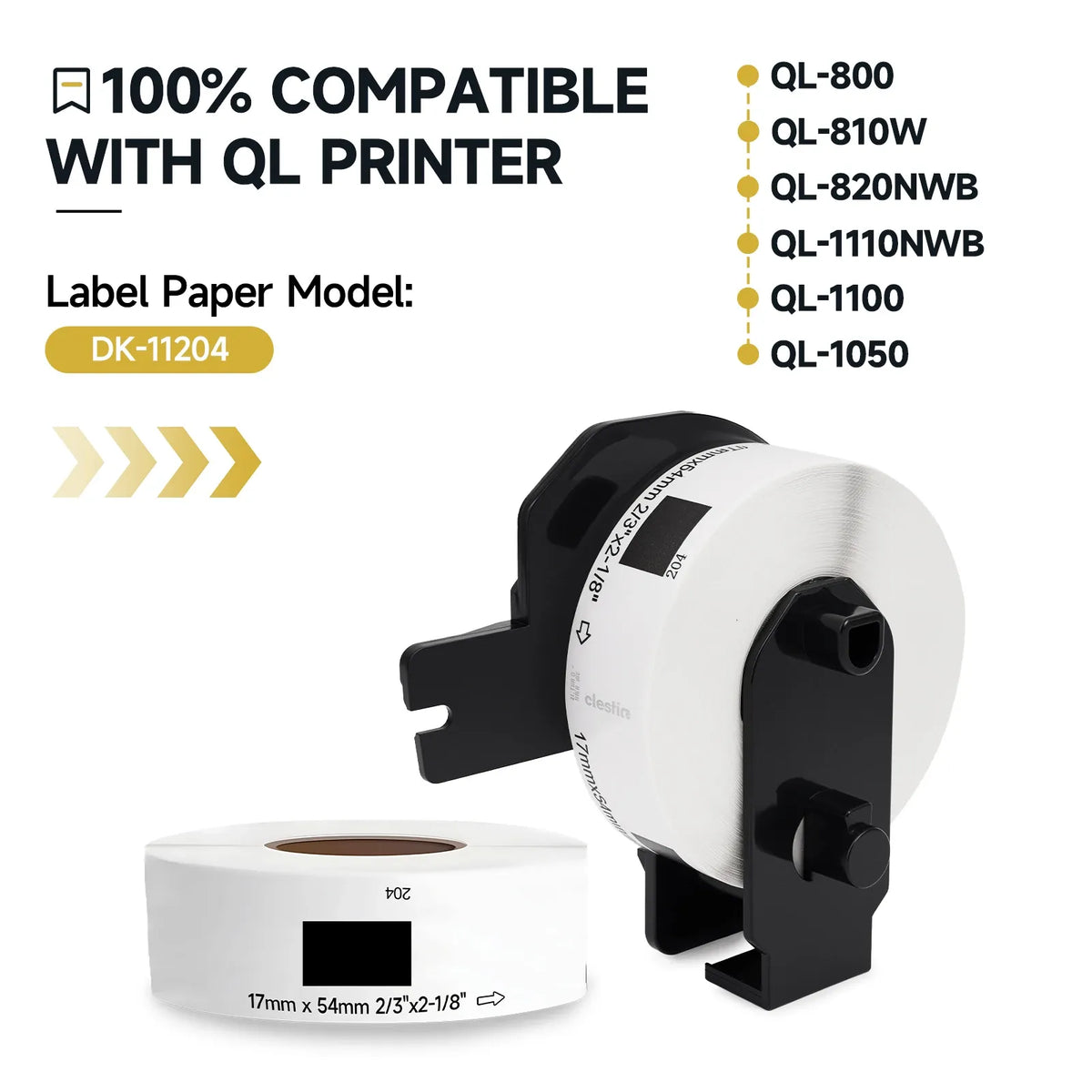 Orison Compatible DK-11204 DK 1204 Barcode Sticker 17mm*54mm*400 Thermal Paper Roll Label Tape for Brother QL-800 QL-700 Printer