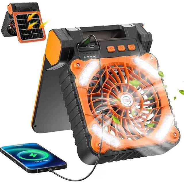 Portable Solar Fan & 5200mAh Power Bank | USB Rechargeable Tidesmit