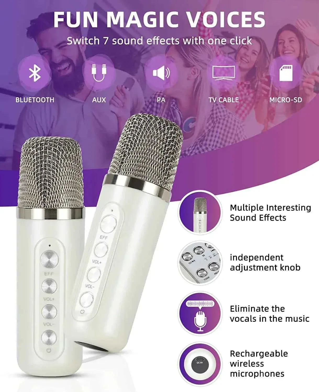 Portable Karaoke Machine Bluetooth Speaker with 2 Wireless Microphones My Store