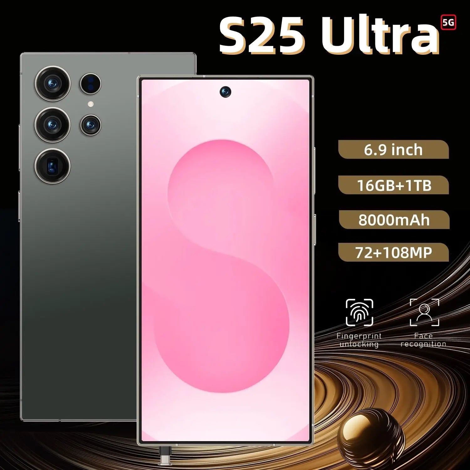 22G+2TB Discounted Price New Arrival Original S25 Ultra 5G Smartphone 22GB+2TB Android Dual SIM LTE HD Screen Deca Core Global V