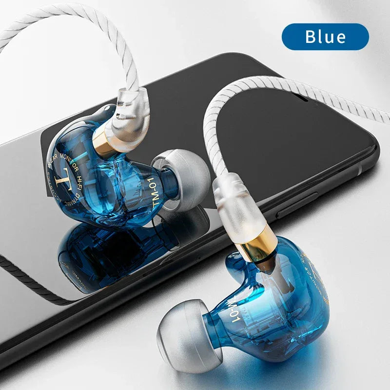 Tidesmit Wired Headphones with Dual Drivers and Bass Stereo - 1 Pair Blue Tidesmit