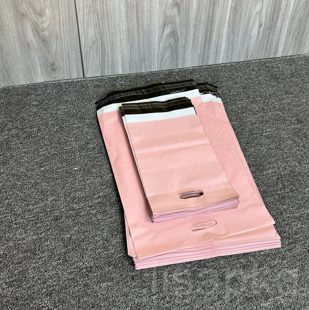 Custom Printed Logo Mail Bag Large/Small Eco-Friendly Clothing Packaging Plastic Poly Mailing Bags Tote Handle Durable