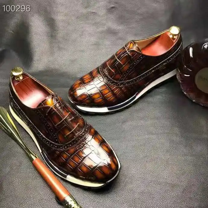 High Quality Elegant Men Shoes Sneakers Luxury Genuine Crocodile Leather Men Walking Shoes Goodyear Custom Business Mens Shoes