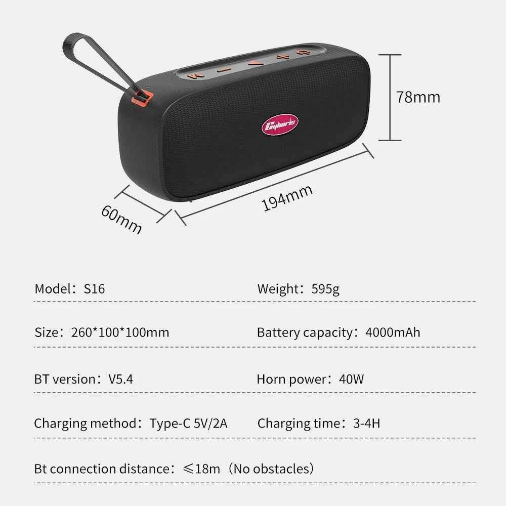 Portable Bluetooth Speaker | 360 Surround Sound Waterproof Audio - Black My Store