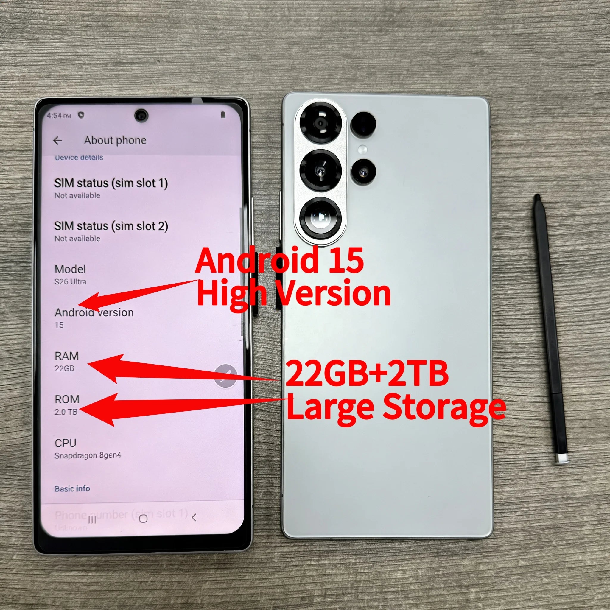 7.7 Inch S26 Ultra 22GB+2TB Smooth Performance & Large Storage Top Rated Latest Version 5G Android 15 Smart Phone For Gamers