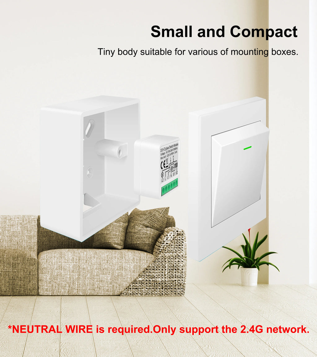 GIRIER Tuya ZigBee 3.0 Switch Module 10A Smart Home DIY Breaker 1 2 3 4 Gang Supports 2 Way Control Works with Alexa Google Home
